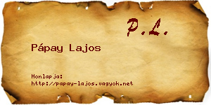 Pápay Lajos névjegykártya